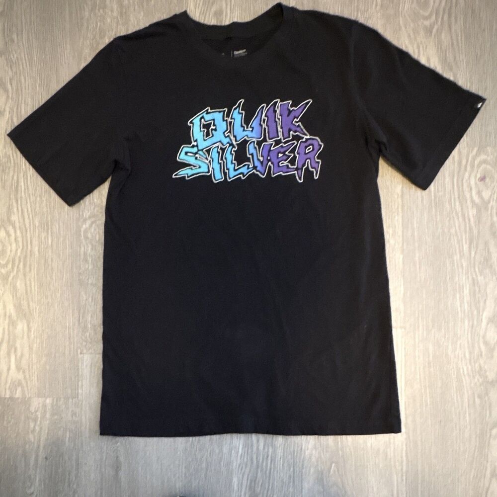 Quiksilver Men’s Black Graphic Logo Crew Neck Short Sleeve Cotton Knit Tee XL